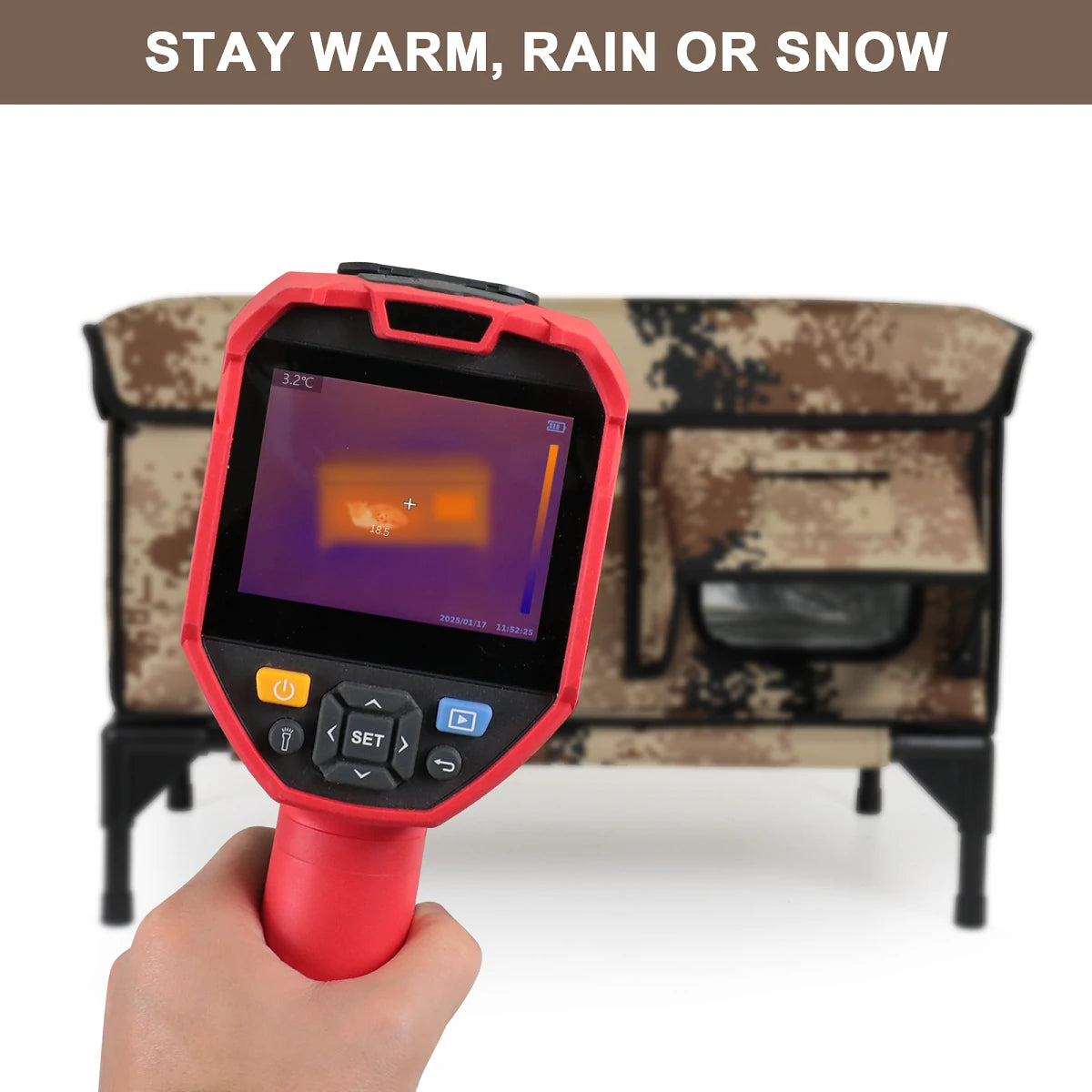 Insulation test of outdoor cat house, CE-certified thermal retention & weatherproof material