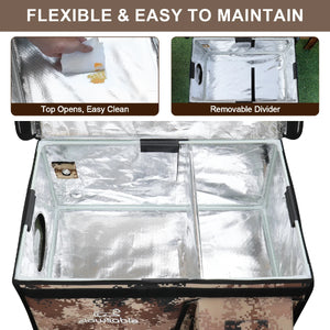 Cleaning heated cat house: top-open design & removable divider