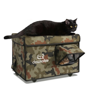 insulated outside cat house lift top green camo medium