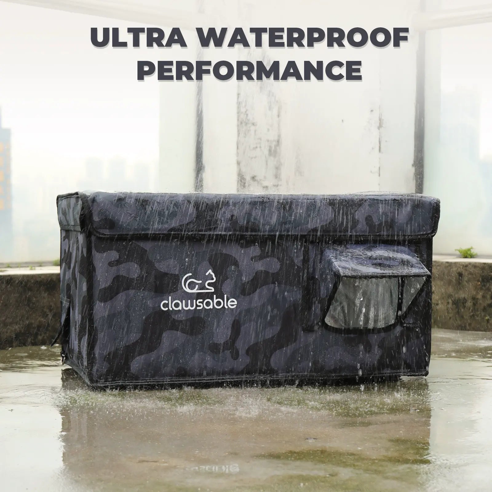 large portable cat house black camo waterproof